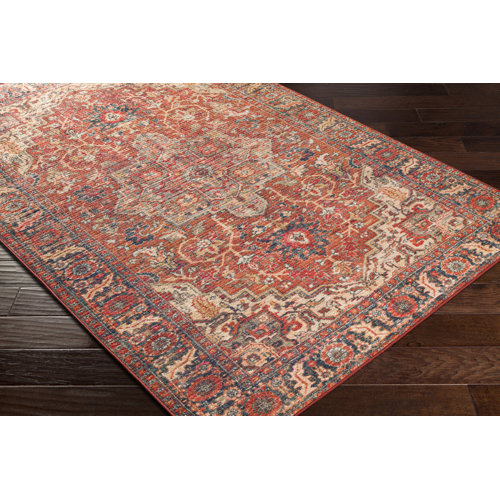 Joss & Main Emmie Machine Washable Oriental Red/Brick Red Area Rug